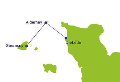 Ferries to Alderney - Map of Routes