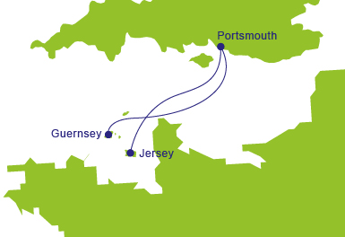 Ferries to Portsmouth - Map of Routes