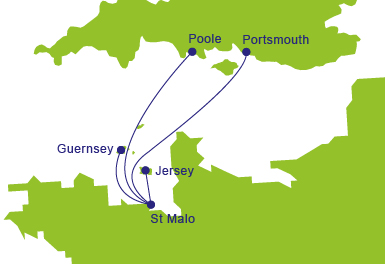 Ferries to St Malo - Map of Routes