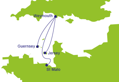 Ferries to Weymouth - Map of Routes